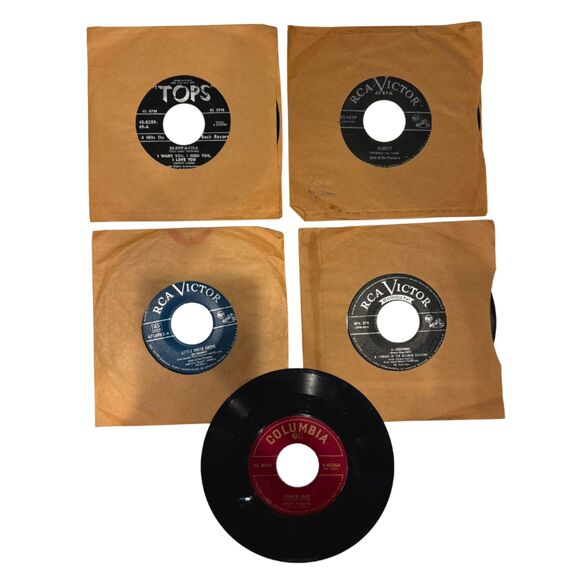 Lot of 5 1950s Vintage 45 RPM Records Marty Robbins Sons of Pioneers Scat Man - Picture 1 of 12